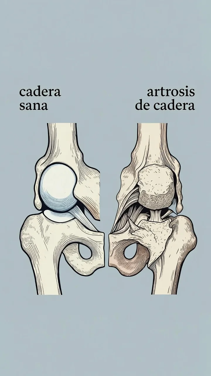 Coxartrosis: comparación de cadera sana y cadera con artrosis avanzada
