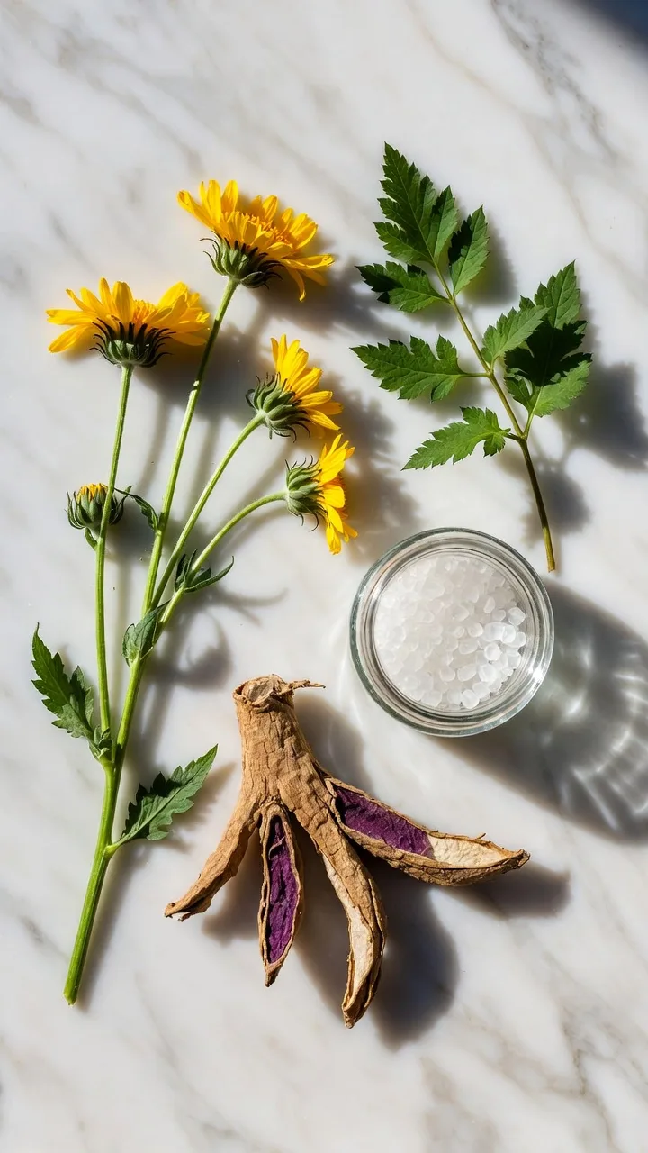 Ingredientes naturales de Flexosamine para artrosis de manos: árnica, garra del diablo y glucosamina