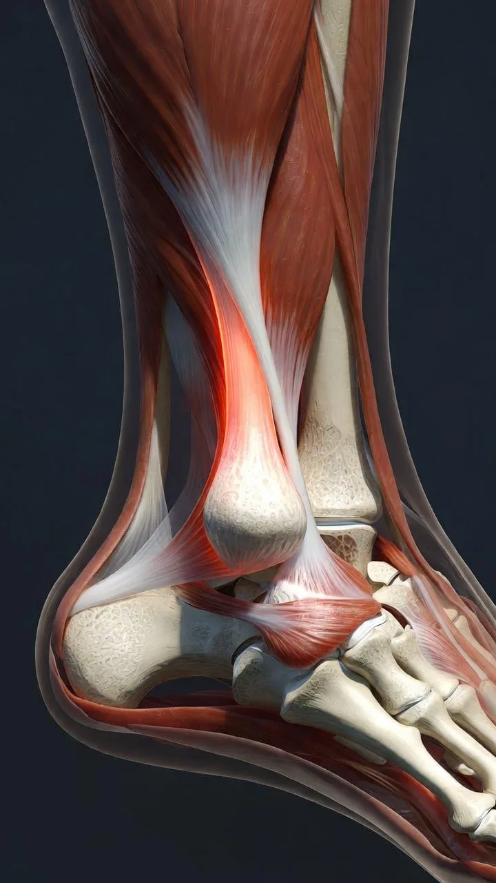 Anatomía del tendón de Aquiles inflamado: zona de mayor riesgo de lesión